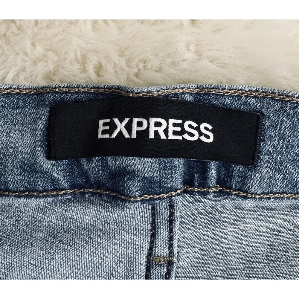 Express Ankle Legging Mid Rise Jeans 4 (28x26.5) Blue Distressed Stretch Womens